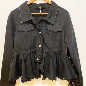 FREE PEOPLE Willow Black Denim Jacket